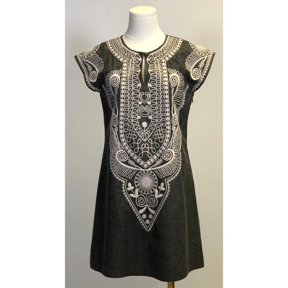 THEME Embroidered Linen Blend Dress Ethnic BOHO Womens Size Small NWOT‎